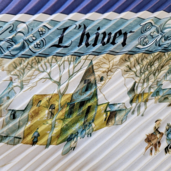 HERMES L’Hiver PM Hermes Cashmere Plisse 1968 Phillipe Ledoux Scarf - Picture 3 of 4